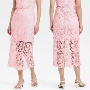 Lace Midi pencil Skirt size Medium A New Day pink NWT whimsical romantic